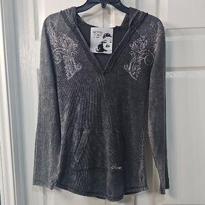 GUESS Los Angeles Marilyn Monroe Bling Grunge Glam Acid Wash Hoodie Large